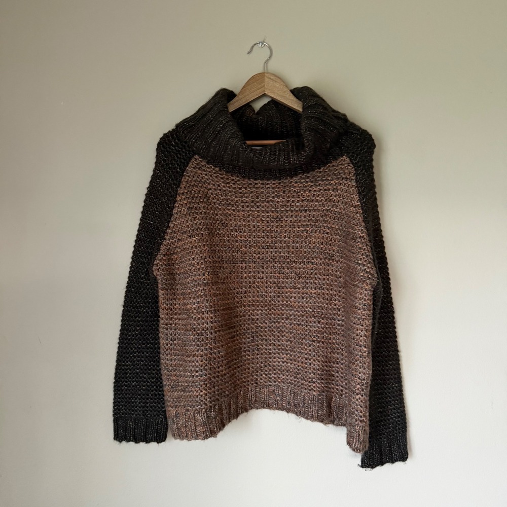 John and Jenn Chunky Knit Two-Tone Turtleneck Sweater